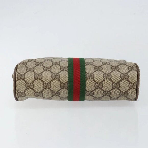 GUCCI GG Supreme Web Sherry Line Clutch Bag PVC Beige Red - Picture 7 of 14